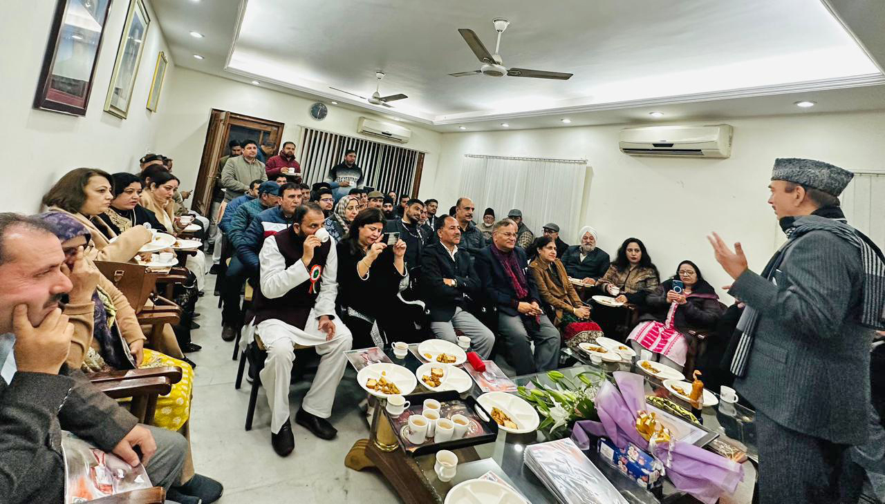 Democratic Progressive Azad Party (DPAP) Chairman Ghulam Nabi Azad meets with a delegation of the Gandhi Global Family from 22 districts on the 76th death anniversary of Mahatma Gandhi