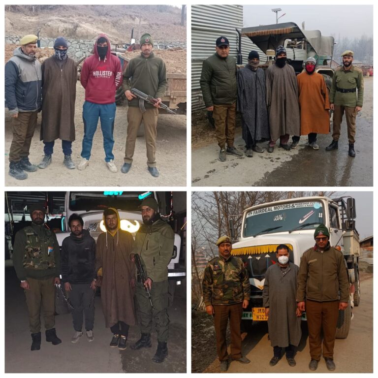 Illegal extraction & transportation of minerals; Police seizes 08 vehicles arrests 08 drivers in Baramulla