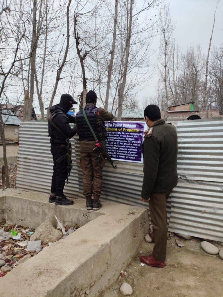 Budgam police attaches property for wilful sheltering and harbouring of terrorists