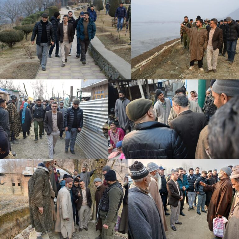 DC Bandipora tours SK Payeen Village, interacts with Public Inspects ongoing works of Wullar Walkway BANDIPORA, JANUARY 25: As part of the public outreach programme, the Deputy Commissioner (DC) Bandipora, Shakeel Ul Rehman Rather visited SK Payeen village to interact with the local community and inspect the progress of the ongoing works of the Non Motorable Wullar Walkway. Accompanied by senior officials from the district administration and other departments, the DC held a detailed conversation with villagers, understanding their concerns and aspirations for the future of their village. The interaction covered a range of topics, including agriculture, irrigation facilities to agricultural land, healthcare, education, water sports, cleanliness of Wular Lake, and the potential of tourism development in the region. The DC assured the villagers of the commitment of district administration to address their issues and work towards the overall development of the area. Meanwhile, the DC visited the site of the under-construction Non Motorable Wular Walkway, a project aimed at boosting tourism and creating recreational opportunities for locals and visitors alike. It was given out that the 3.2 km walkway, once completed, will offer stunning views of the Wular Lake, the largest freshwater lake in India. The concerned further informed that the project comprises tile path, cycle track, and green leisure besides two parking slots at an allotted cost of Rs. 18.76 crore. During the inspection, the DC emphasized the importance of maintaining quality standards and adhering to the project timeline. He directed the officials concerned to expedite the construction process and ensure timely completion of the walkway. Among others, the DC was accompanied by ADC Bandipora Umar Shafi, CEO WMDA, G M Bhat, ACP Muzaffar Ahmad and Tehsildar Bandipora besides other concerned Officers.